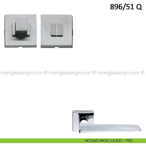 Nottolino per porta Frascio con rosetta quadrata 895/51 Q acciaio inox lucido