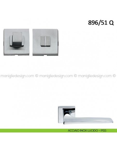 Nottolino per porta Frascio con rosetta quadrata 895/51 Q acciaio inox lucido