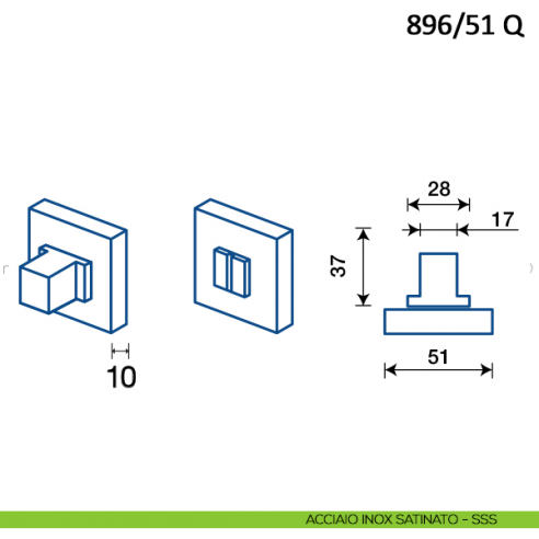 Nottolino per porta Frascio con rosetta quadrata 895/51 Q disegno