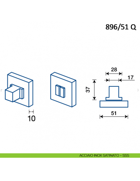 Nottolino per porta Frascio con rosetta quadrata 895/51 Q disegno