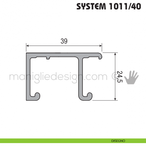Binario superiore per anta doppia in alluminio Koblenz System 1011/40 disegno