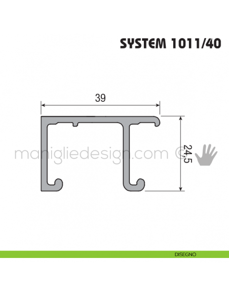 Binario superiore per anta doppia in alluminio Koblenz System 1011/40 disegno