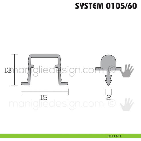 Binario superiore e inferiore in alluminio Koblenz System 0105/60 disegno