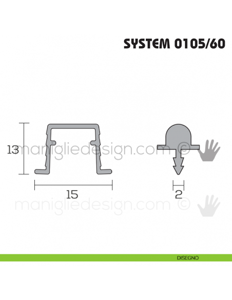 Binario superiore e inferiore in alluminio Koblenz System 0105/60 disegno