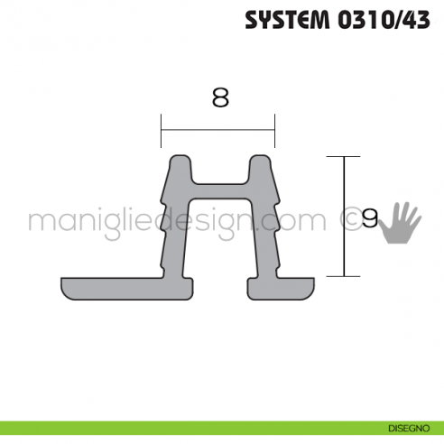 Binario in alluminio mt 3 Koblenz System 0310 disegno