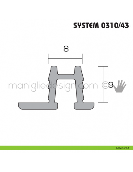 Binario in alluminio mt 3 Koblenz System 0310 disegno