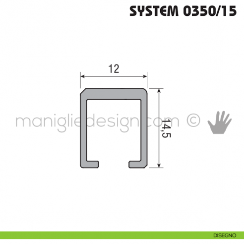 Binario superiore e canalina inferiore mt. 3 Koblenz System 0350/15 disegno