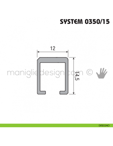 Binario superiore e canalina inferiore mt. 3 Koblenz System 0350/15 disegno