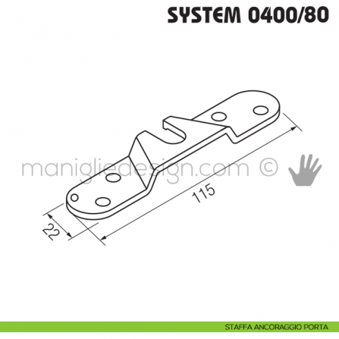 Disegno staffa ancoraggio porta Koblenz System 0400/80