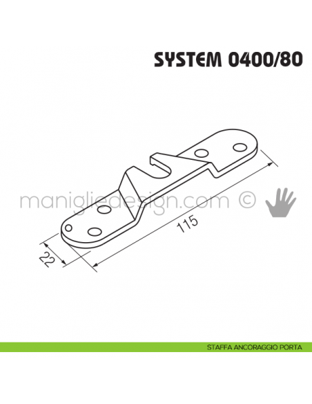 Disegno staffa ancoraggio porta Koblenz System 0400/80