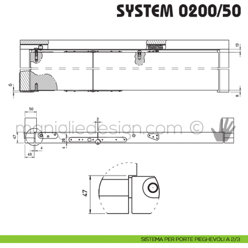 Porta pieghevole a 2/3 Koblenz System 0200/50