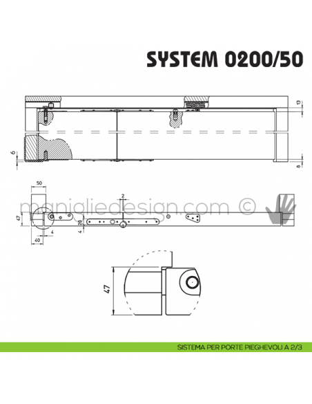Porta pieghevole a 2/3 Koblenz System 0200/50