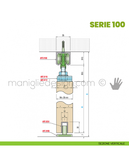 Sezione verticale Sisco Sistem Serie 100