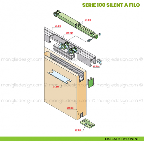 Disegno componenti Sisco Sistem Serie 100 Silent a filo