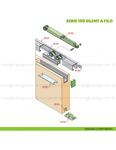 Disegno componenti Sisco Sistem Serie 100 Silent a filo