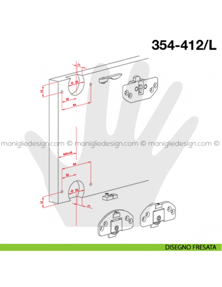 Kit scorribase medio legno Terno Scorrevoli 354-412/L disegno fresata