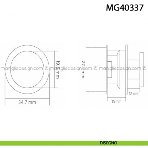 Pomolo pulsante tondo cromo lucido per mobile Metal Style disegno
