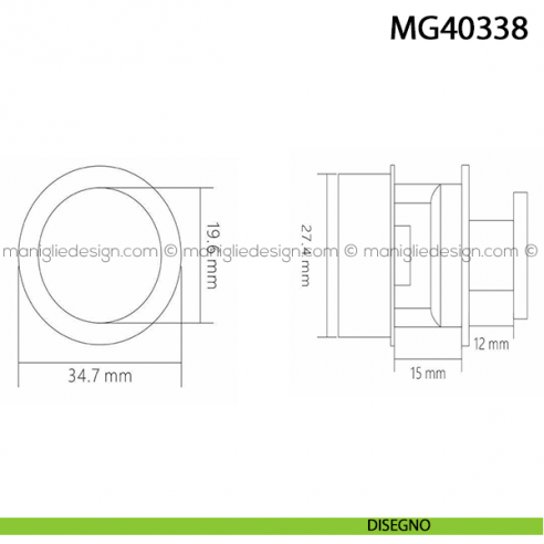 Pomolo pulsante tondo cromo opaco per mobile Metal Style disegno