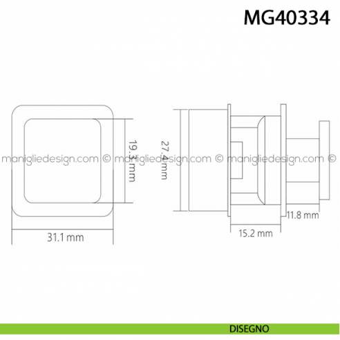 Pomolo push pull quadrato cromo lucido per mobile Metal Style disegno