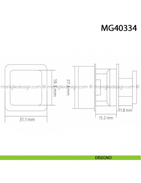 Pomolo push pull quadrato cromo lucido per mobile Metal Style disegno