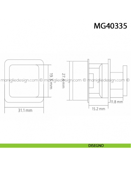 Pomolo push pull quadrato cromo opaco per mobile Metal Style disegno