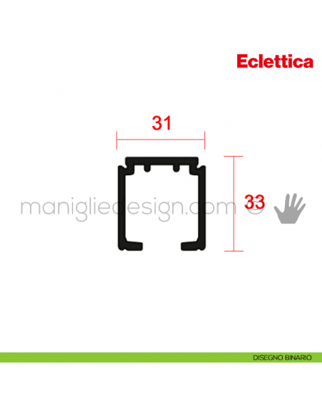 Sistema scorrevole per porta 120 kg Eclettica Terno Scorrevoli disegno binario