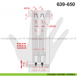 Guarnitura per sportello scorrevole Terno Scorrevoli 639-650 2
