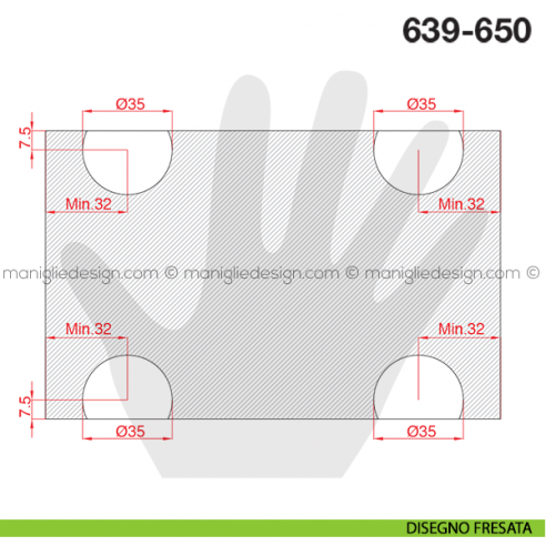 Guarnitura per sportello scorrevole Terno Scorrevoli 639-650 disegno fresata