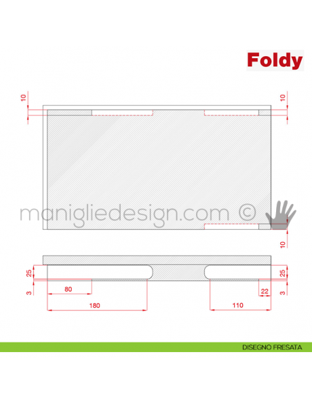 Sistema per porta a libro 30 kg Foldy Terno Scorrevoli disegno fresata