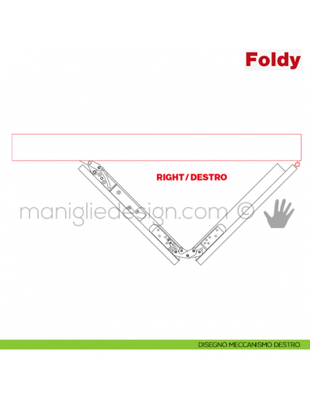 Sistema per porta a libro 30 kg Foldy Terno Scorrevoli disegno destro