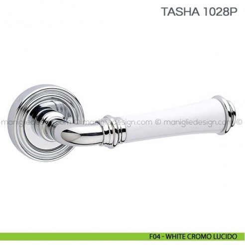 Maniglia in porcellana per porta Tasha Fimet Handles F04 - White Cromo Lucido