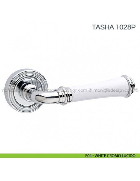Maniglia in porcellana per porta Tasha Fimet Handles F04 - White Cromo Lucido