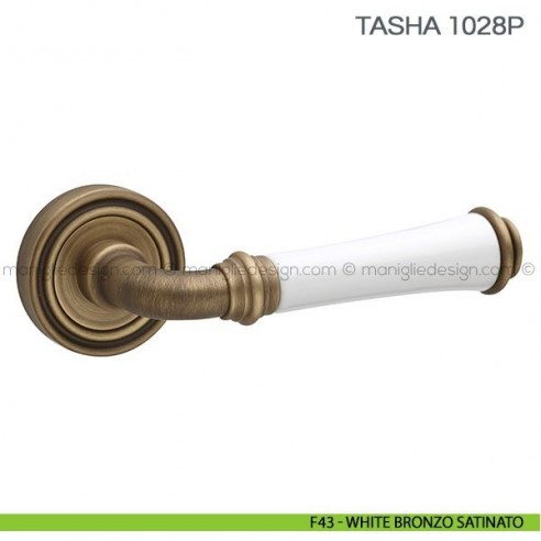 Maniglia in porcellana per porta Tasha Fimet Handles F43 - White Bronzo Satinato