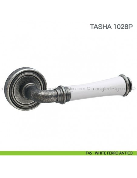 Maniglia in porcellana per porta Tasha Fimet Handles F45 - White Ferro Antico