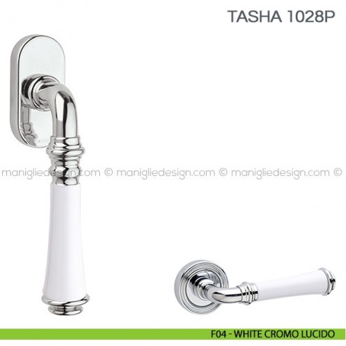 Maniglia in porcellana per finestra martellina DK Tasha Fimet Handles F04 - White Cromo Lucido