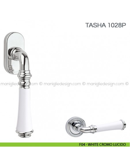 Maniglia in porcellana per finestra martellina DK Tasha Fimet Handles F04 - White Cromo Lucido