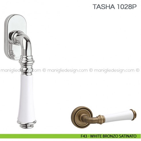 Maniglia in porcellana per finestra martellina DK Tasha Fimet Handles F43 - White Bronzo Satinato