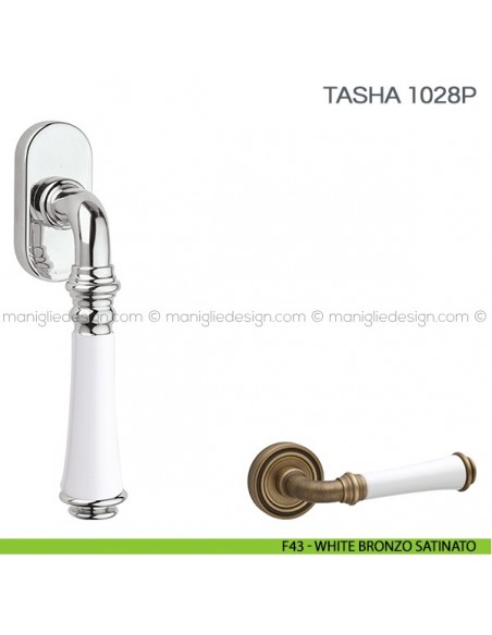 Maniglia in porcellana per finestra martellina DK Tasha Fimet Handles F43 - White Bronzo Satinato