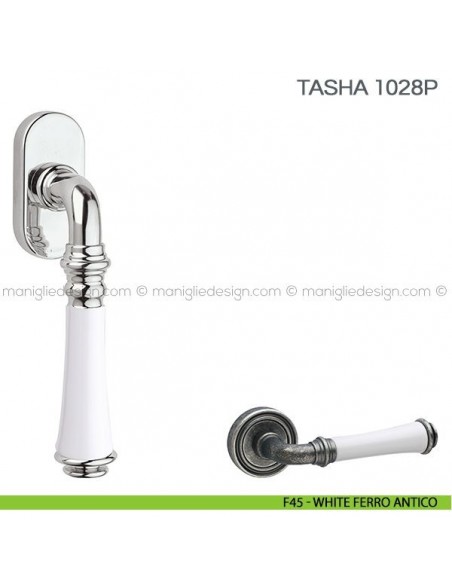 Maniglia in porcellana per finestra martellina DK Tasha Fimet Handles F43 - White Ferro Antico