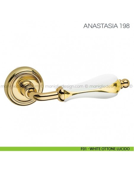 Maniglia in porcellana per porta Anastasia Fimet Handles F01 - White Ottone Lucido
