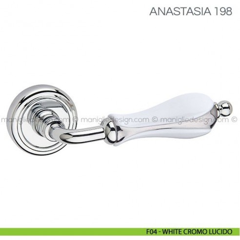 Maniglia in porcellana per porta Anastasia Fimet Handles F04 - White Cromo Lucido
