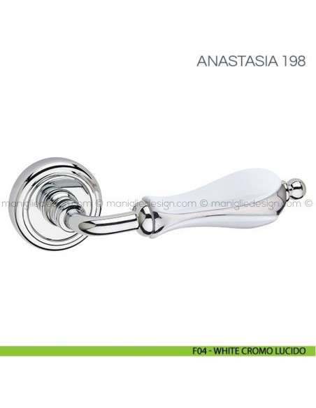 Maniglia in porcellana per porta Anastasia Fimet Handles F04 - White Cromo Lucido