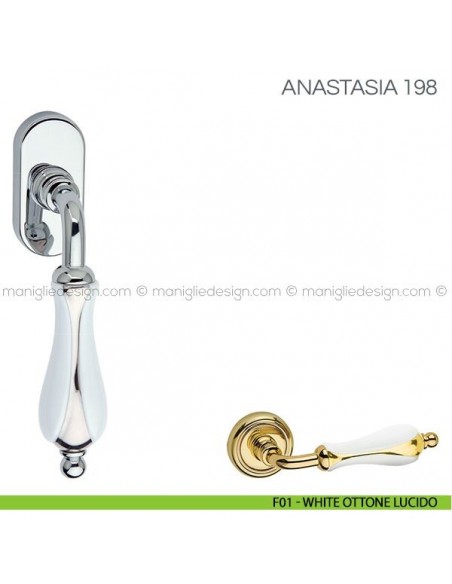 Maniglia in porcellana per finestra martellina DK Anastasia Fimet Handles F01 - White Ottone Lucido