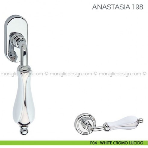 Maniglia in porcellana per finestra martellina DK Anastasia Fimet Handles F04 - White Cromo Lucido