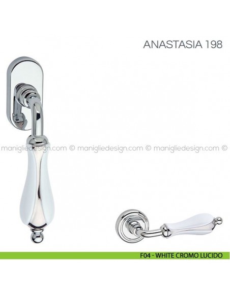 Maniglia in porcellana per finestra martellina DK Anastasia Fimet Handles F04 - White Cromo Lucido