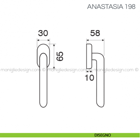 Maniglia in porcellana per finestra martellina DK Anastasia Fimet Handles disegno