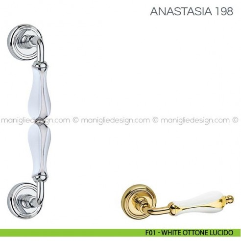 Maniglione in porcellana per porta Anastasia Fimet Handles F01 - White Ottone Lucido