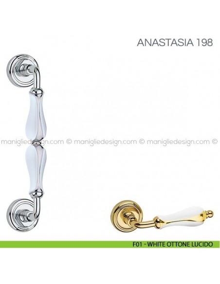 Maniglione in porcellana per porta Anastasia Fimet Handles F01 - White Ottone Lucido
