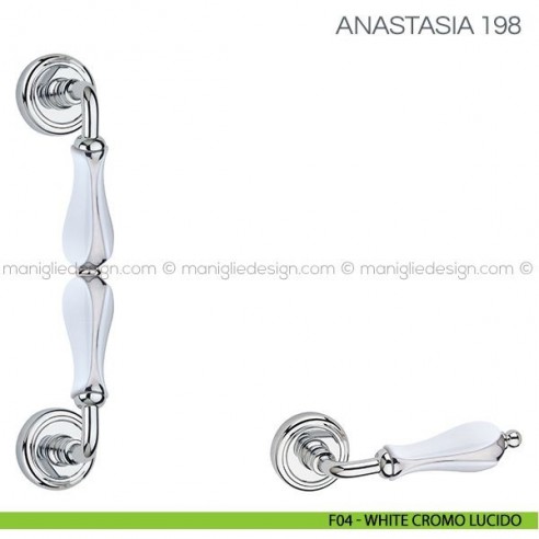 Maniglione in porcellana per porta Anastasia Fimet Handles F04 - White Cromo Lucido