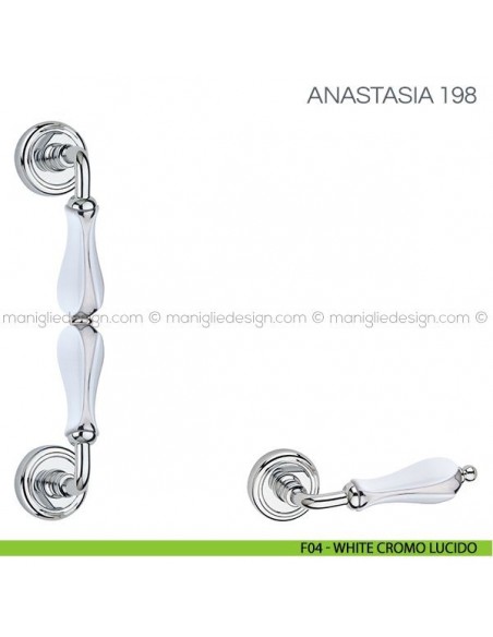 Maniglione in porcellana per porta Anastasia Fimet Handles F04 - White Cromo Lucido